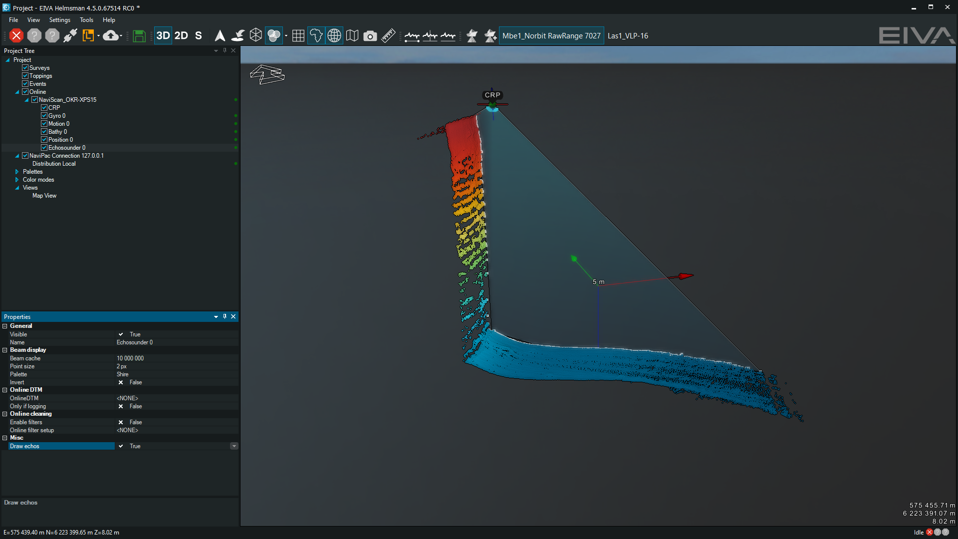 Naviscan sonar data settings